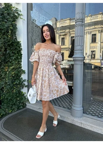 Бежевое 🔥непревзойденное легкое платье No Brand