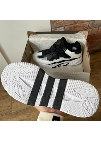 КРОССОВКИ ЖЕНСКИЕ ADIDAS NITEBALL BLACK WHITE 4 АДИДАС НАЙТБОЛ No Brand чёрные демисезоны (367168063)