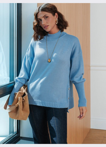 Голубой демисезонный свитер с декоративными пуговицами голубой Dressa