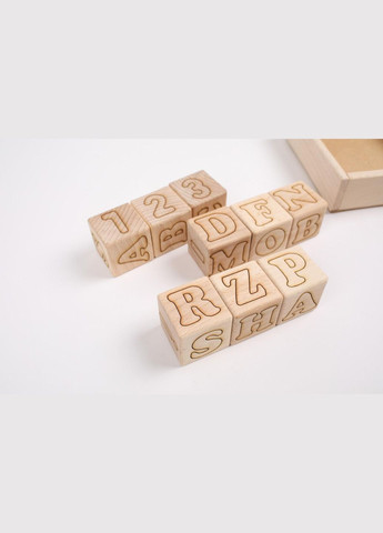 Дитяча іграшка. Кубіки букви+цифри (англ.) 4х4см. Екопродукт. 9шт. HM furnitura (330610575)