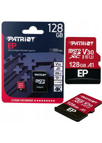 Картка пам'яті microSDXC 128 GB EP UHS1 U3 V30 80/100 МБ/с Patriot (282676503)