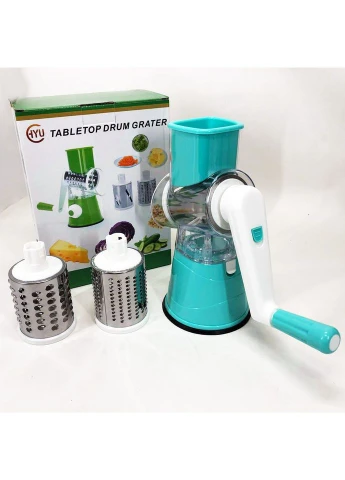 Овочерізка мультислайсер Tabletop Drum Grater Kitchen Master Терка для овочів та фруктів 3 насадки. Колір: No Brand (395712944)