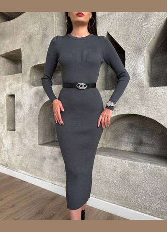 Графитовое праздничный, коктейльное, деловое, повседневный, вечернее платье женское No Brand однотонное