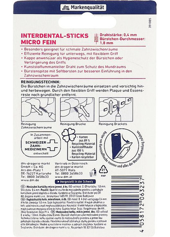 Щітки для міжзубних проміжків, 0.4 мм, рожеві Interdental-Sticks 6шт (973969-54629) Dontodent (368623280)