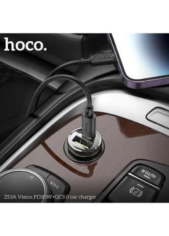 Автомобільний зарядний пристрій Z53A Vision PD30W+QC3.0 transparent Hoco (370613157)
