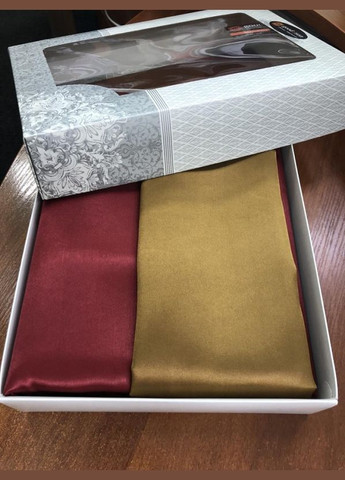 Атласное Бордово-бронзовое двуспальное постельное белье 175х210см Moka textile (316633027)