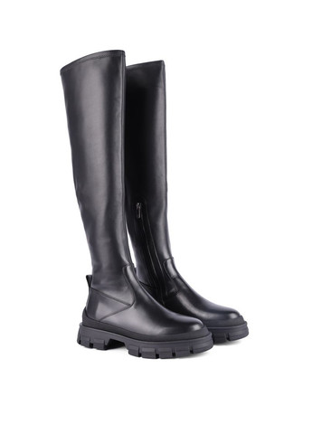 Черные осенние женские ботфорты a25839l-22 черная кожа MIRATON