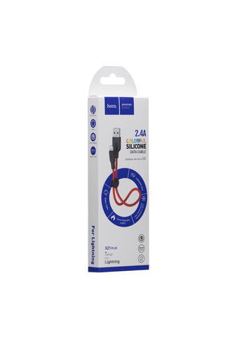 Кабель USB X21 Plus Silicone Lightning 0.25m Чорно-Червоний Hoco (370440194)