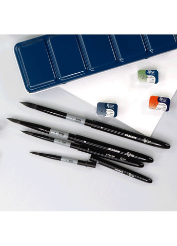 Кисть синтетика круглая TRAVEL BRUSH STREAM 158 №2 короткая ручка ROSA Роса (362580656)