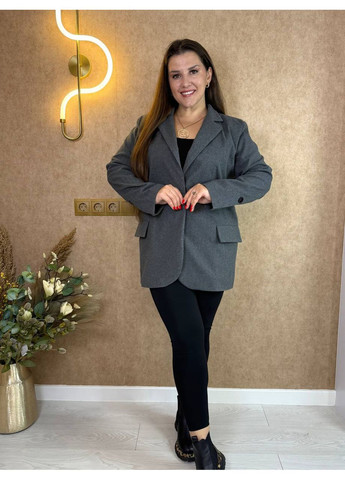 Графітове демісезонне Пальто-жакет жіночий із пальтового кашеміру на підкладці — стильний крій, практичний дизайн (заміри в описі) DK/DL Мода без кордонів