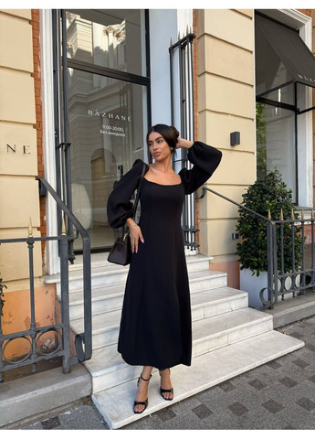 Черное повседневный платье женское а-силуэт Гермес однотонное