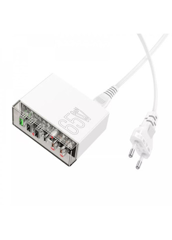 Мережевий зарядний пристрій N36 GaN 65W з 6 портами (3×USB-C + 3×USB-A) Hoco (361944434)