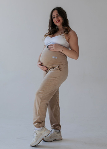 Спортивные штаны-джоггеры с велюра для беременных c карманами HN (321984367)