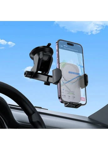 Автодержатель для телефона с БЗП BH222 Leading push-type wireless fast charging car holder(center console) Borofone (391302162)