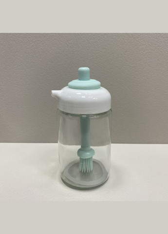 Емкость для масла с силиконовой кисточкой стеклянная 250 мл OB-25/6256 прозрачная с бирюзовой A-Plus (317203826)