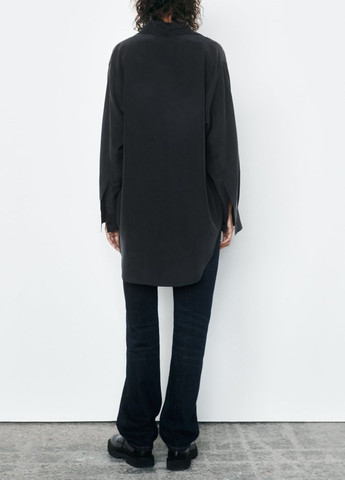 Черная классическая рубашка однотонная Zara