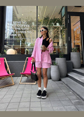 Розовый летний комплект рубашка + шорт No Brand
