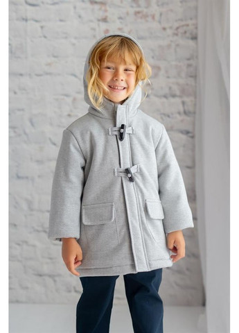 Сіра пальто для хлопчика з капюшоном та кишенями, колір сірий, вік 3 роки, зріст 98см MININIO