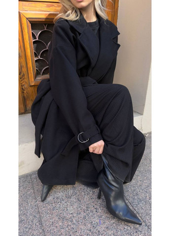 Черное демисезонное Пальто кашемировое утепленное (замеры в описании) DK/DL Мода без кордонів