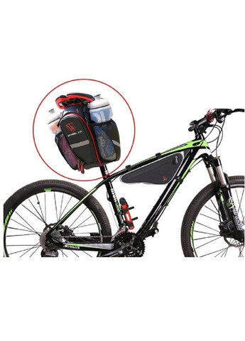 Велосумка сумка бардачок водонепроницаемая на велосипед с карманами для бутылок 26х8,8 см (476376-Prob) Черная с красным Unbranded (280801074)