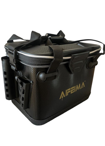 Сумка рибальська AFEIMA -46л 48*30*32см 4 тримача для вудилищ та інструментів, з ручками та ременем, колір чорний Feima (323164025)