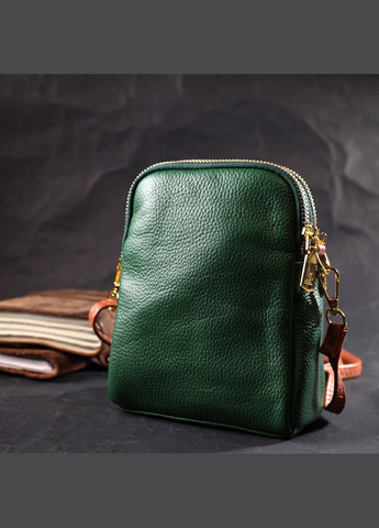 Сумка через плечо трапеция женская кожаная 22268 Зеленая Vintage (302007792)