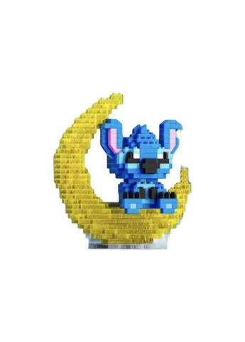 Конструктор ночник Bricks 3D Stitch сидит на луне с подсветкой 372 детали Сине-желтый (W2241) OEM (387625307)