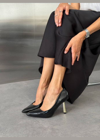 No Brand Туфлі жіночі чорні лаковані на шпильці 9 см – класика з блиском чорний з, — (341126291)