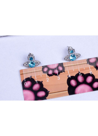 Сережки жіночі Вів'єн Вествуд с блакитним камінчиком Fashion Jewelry (393799747)