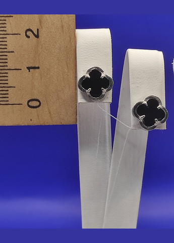 "Серебряные серьги 925 пробы в форме клевера с родиевым покрытием"Shiny 2443Rb No Brand (331145244)