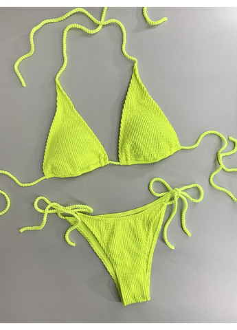 Желтый летний женский раздельный купальник жатка на завязках maldives салатовый No Brand