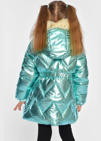 Мятная зимняя куртка детская для девочки еврозима на искусственном меху мятного цвета Let's Shop