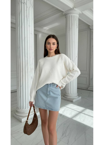 Білий демісезонний жіночий турецький светр з машинною в’язкою — універсальний розмір 42/52 (заміри в описі) DK/DL Мода без кордонів