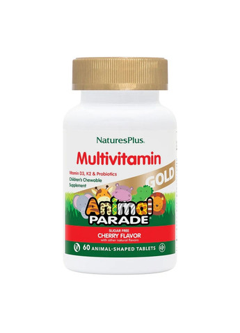 Витамины и минералы Animal Parade Gold, 60 жевательных таблеток Вишня Natures Plus (293481268)