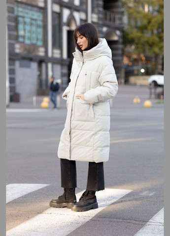 Сіро-бежеве зимнє Жіноче зимове пальто 35538 Lusskiri