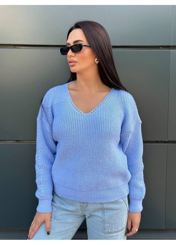 Блакитний демісезонний теплий жіночий светр джемпер No Brand