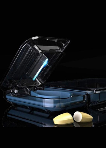 Плоская таблетница 2в1 с разделителем, органайзер для таблеток на 4 секции WoW, голубой More (299665066)