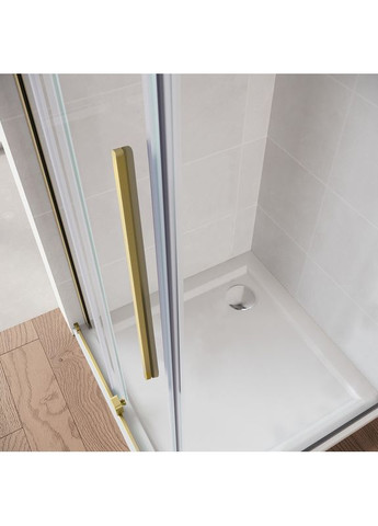 Дверь в нишу Walk-In раздвижная SR SD07-120x200-L-TR-12 прозрачное стекло Easy Clean 8мм Матовое золото (KR5687) KOER (369932885)