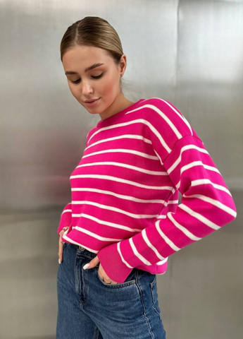 Малиновий демісезонний базовий светр в смужку джемпер Україна