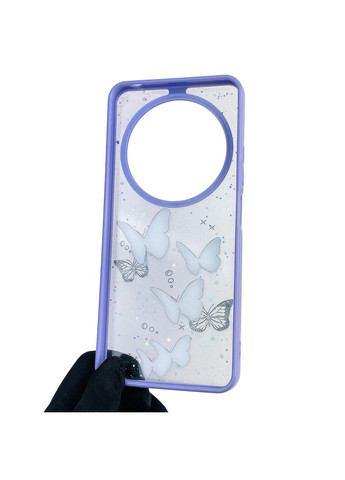 Чехол для Poco C75 с блёстками с бабочками на сяоми поко с75 сиреневый Xiaomi (366388616)