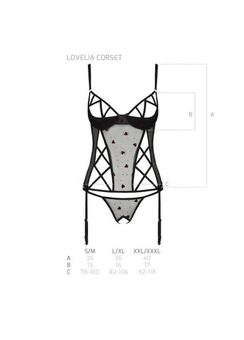 Корсет с подвязками, стринги LOVELIA CORSET S/M, black Passion (369952021)