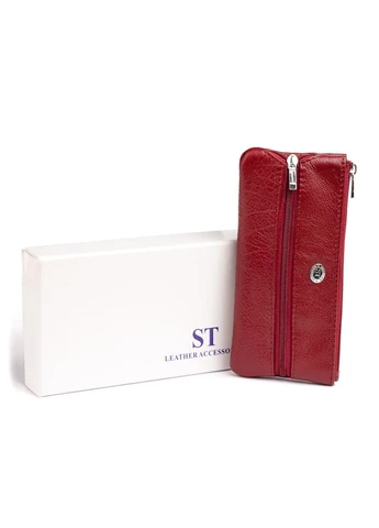 Ключница-кошелек с кармашком женская 19352 Бордовая st leather (393223480)