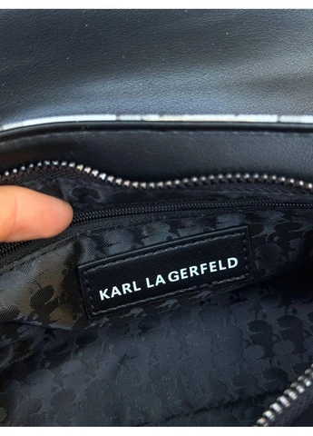 Сумка Karl Lagerfeld экокожа черная и белая карл лагерфельд стильная сумка через плечо мессенджер No Brand (400765725)