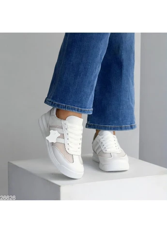 Білі білі шкіряні кеди No Brand