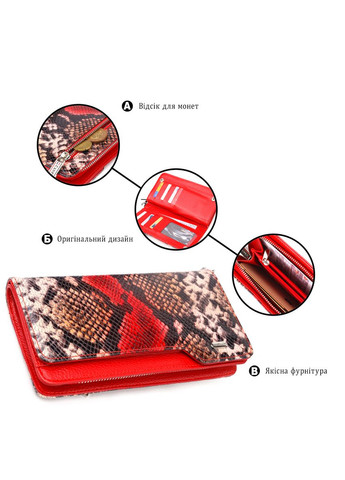 Лакированный портмоне клатч из натуральной кожи с тиснением под разноцветную змею 21541 Canpellini (329198229)