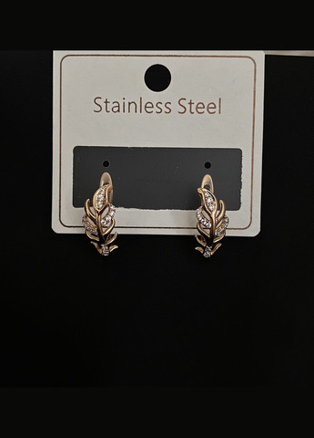 Сережки "Пір'їнки" англійський замок золотого кольору 31964 Fashion (335015203)