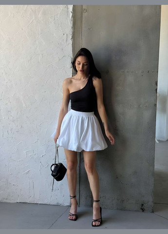 Белая повседневная, кэжуал, коктейльный, откровенный женская черная пышная котоновая юбка короткая баллон мини на резинке No Brand