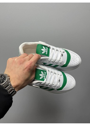 Белые демисезонные кроссовки мужские adidas new low forum white green адидас форум белые No Brand