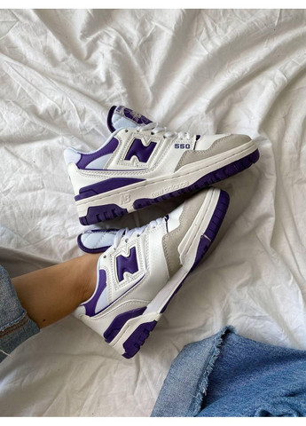 Белые демисезонные кроссовки мужские new balance 550 white purple нью беланс 550 No Brand
