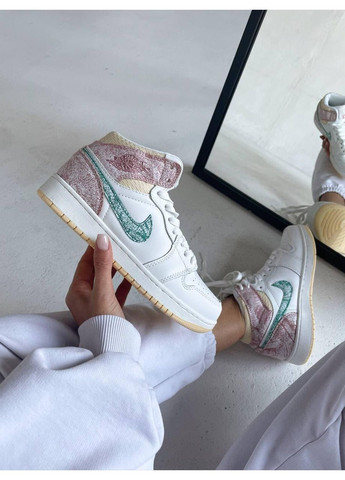 КРОССОВКИ ЖЕНСКИЕ NIKE AIR JORDAN 1 RETRO MID ICE CREAM НАЙК АИР ДЖОРДАН No Brand белые демисезоны (369389749)